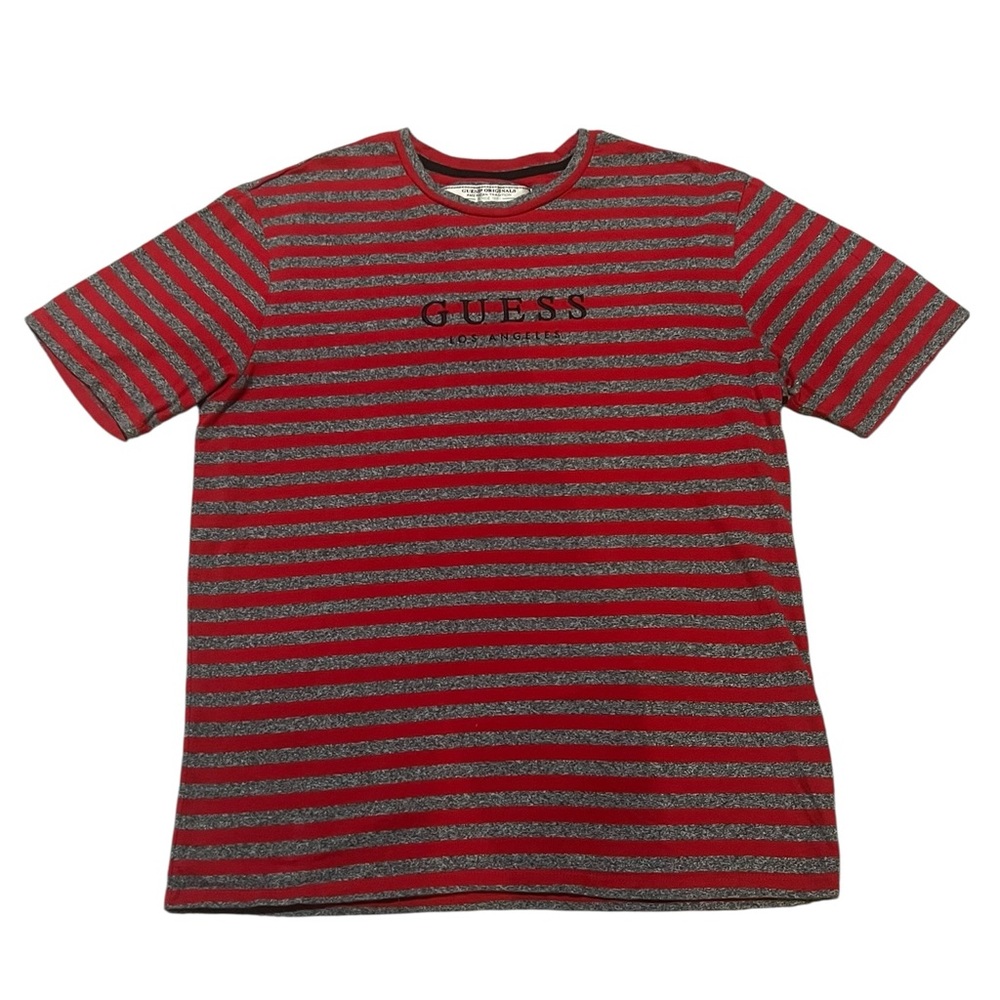 Modern GUESS Los Angeles Striped Streetwear T-shirt Size Medium